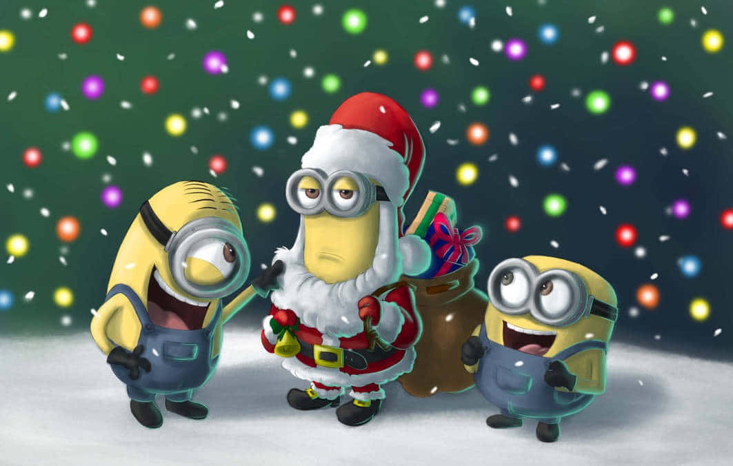Minions Celebrating Christmas Background
