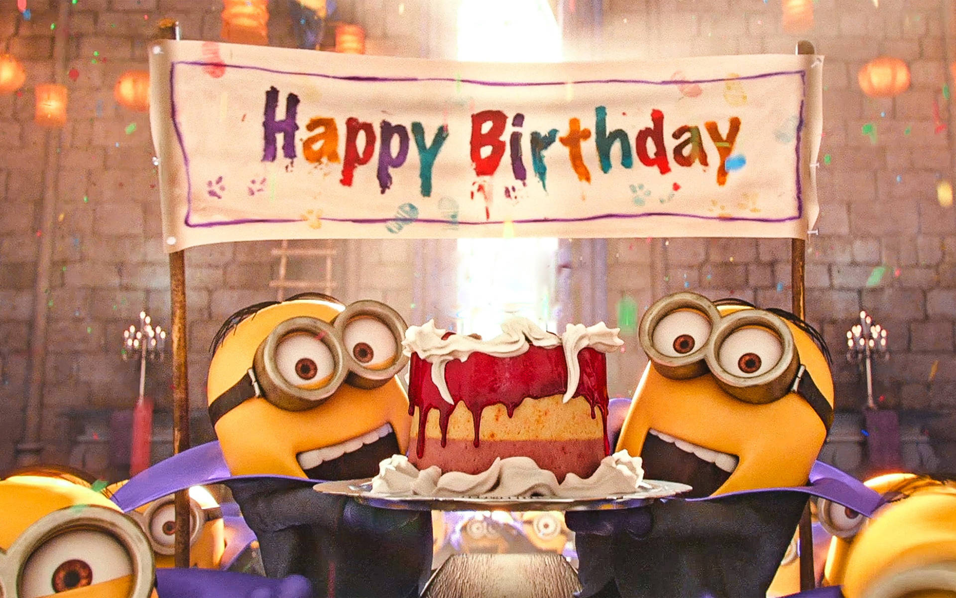 Minions Greeting Me For My Birthday Background