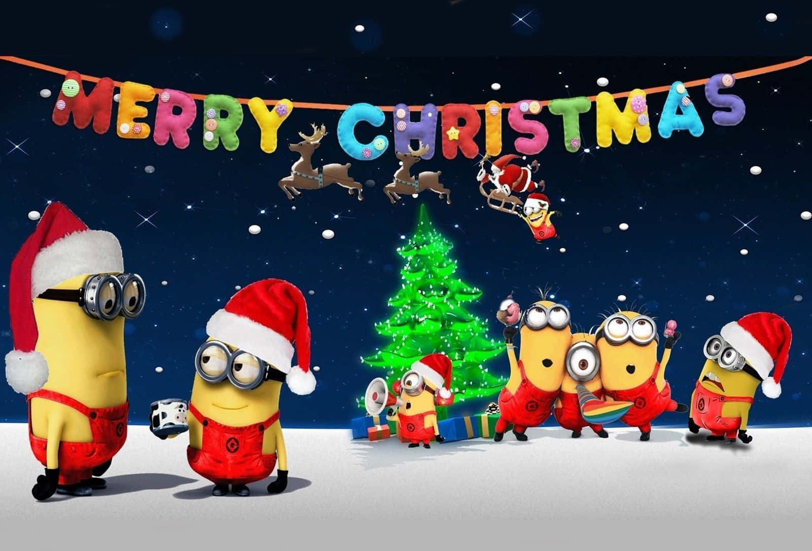 Minions Merry Christmas Celebration Background