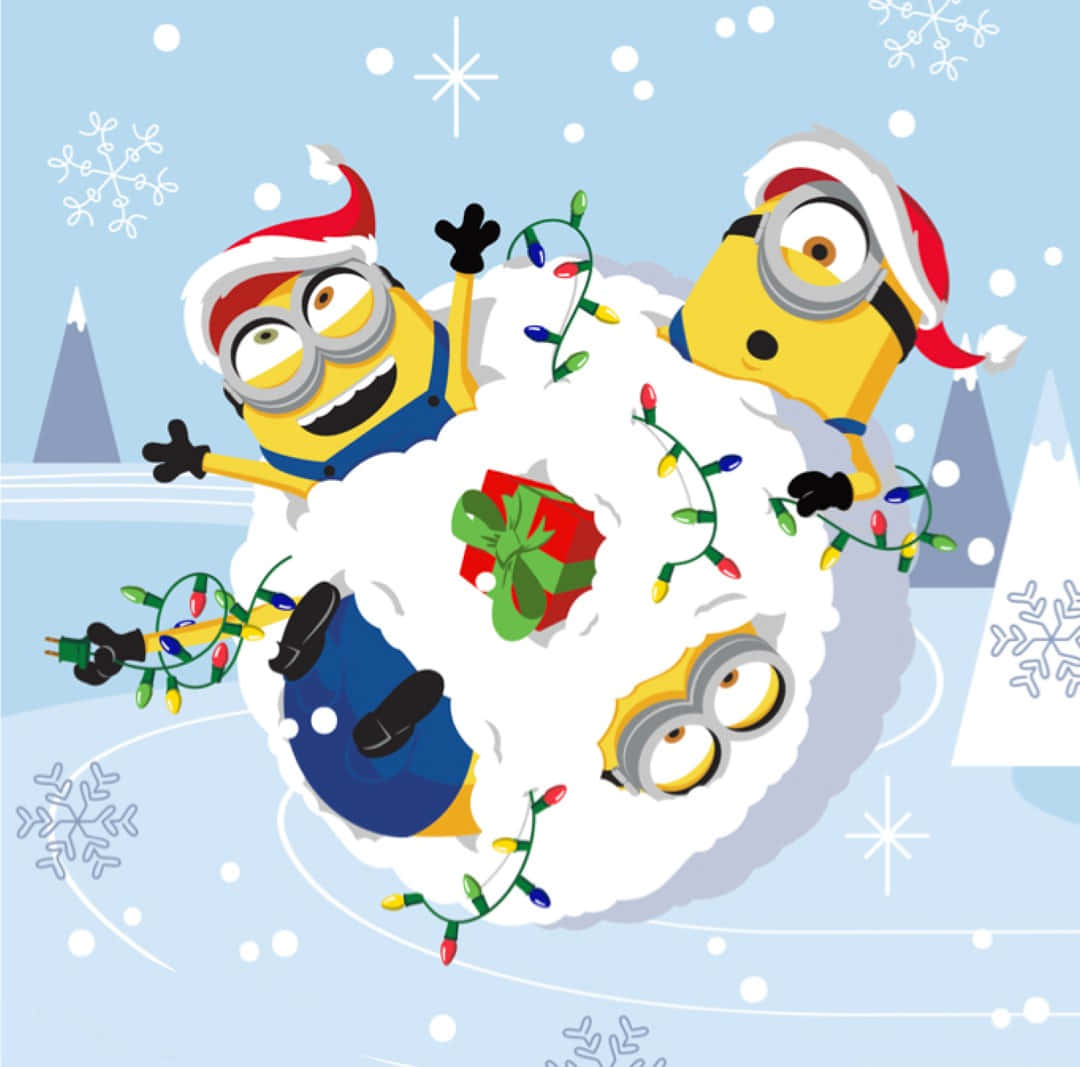 Minions Snowball Fun Christmas Background