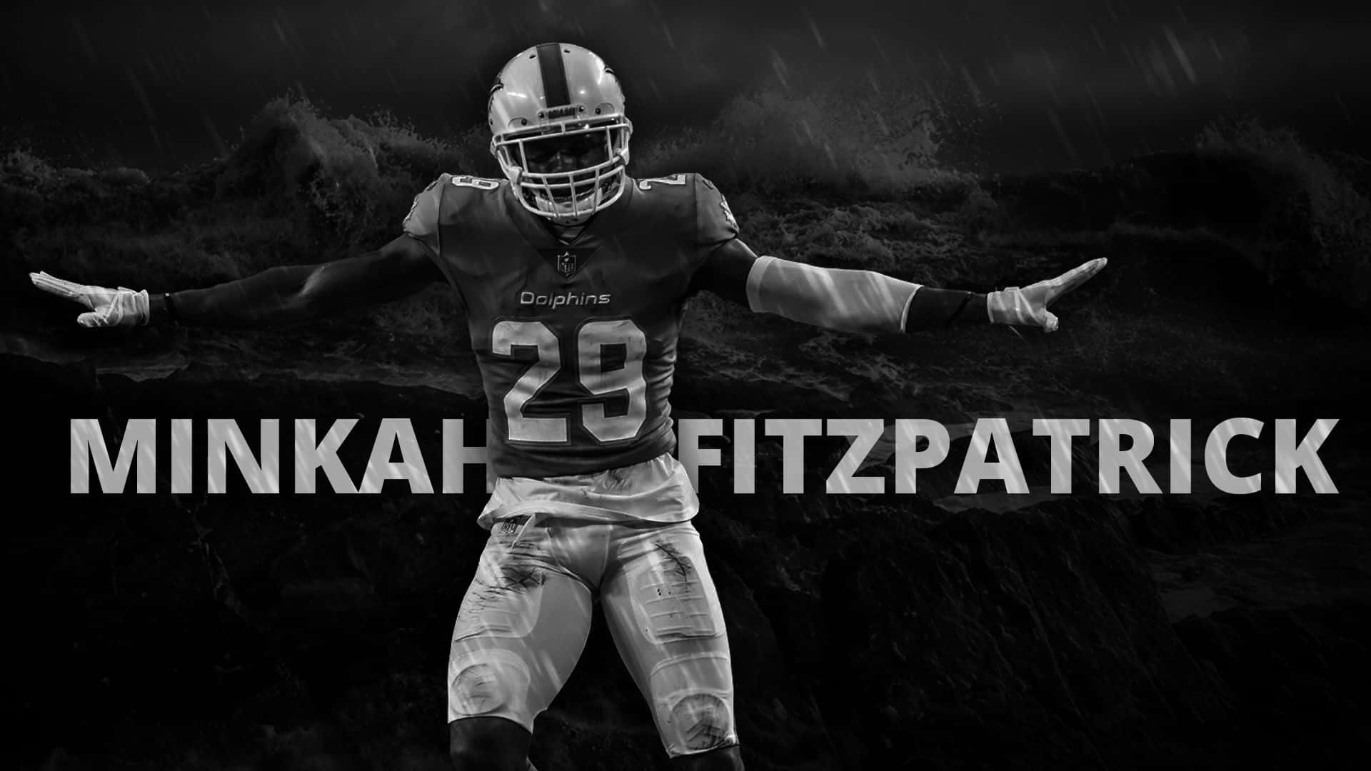 Minkah Fitzpatrick Black And White Miami Dolphins Fanart Background