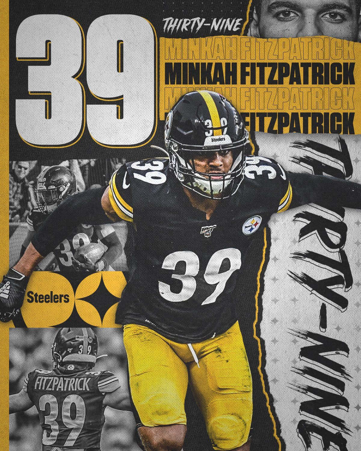 Minkah Fitzpatrick Graphic Art Pittsburgh Steelers Background