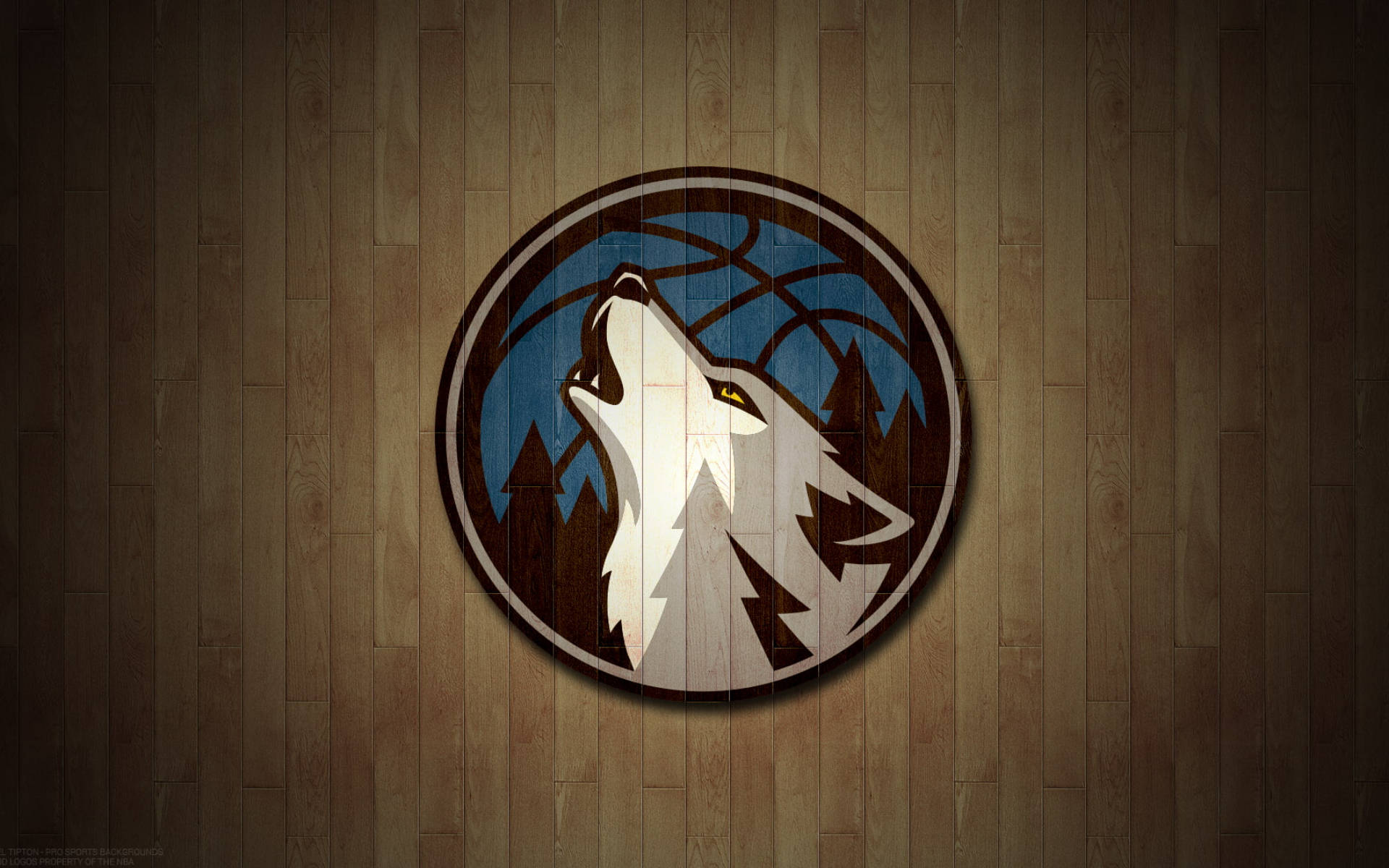 Minnesota Timberwolves Logo On Basketball Floor Background