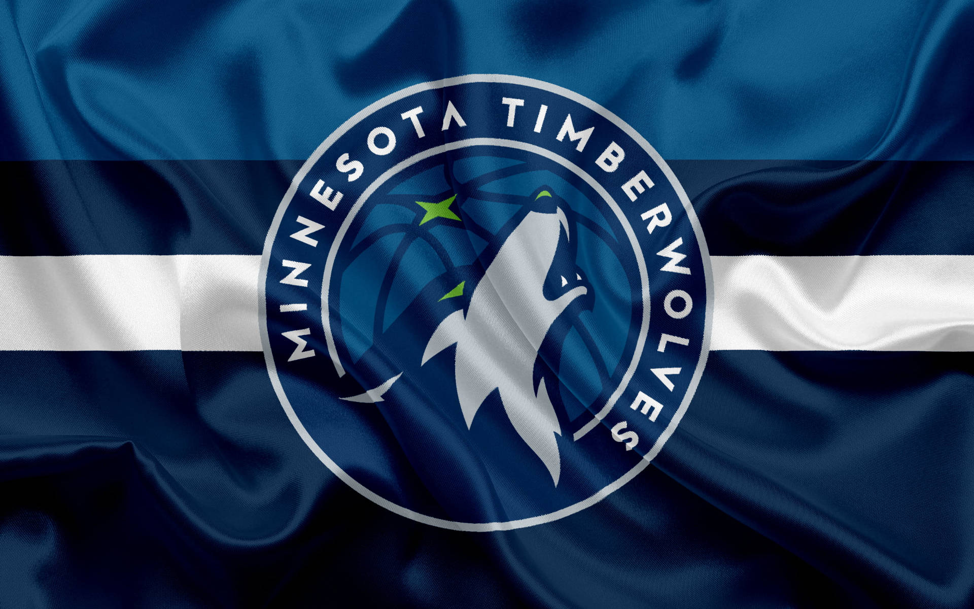 Minnesota Timberwolves Logo On Silk Fabric Background