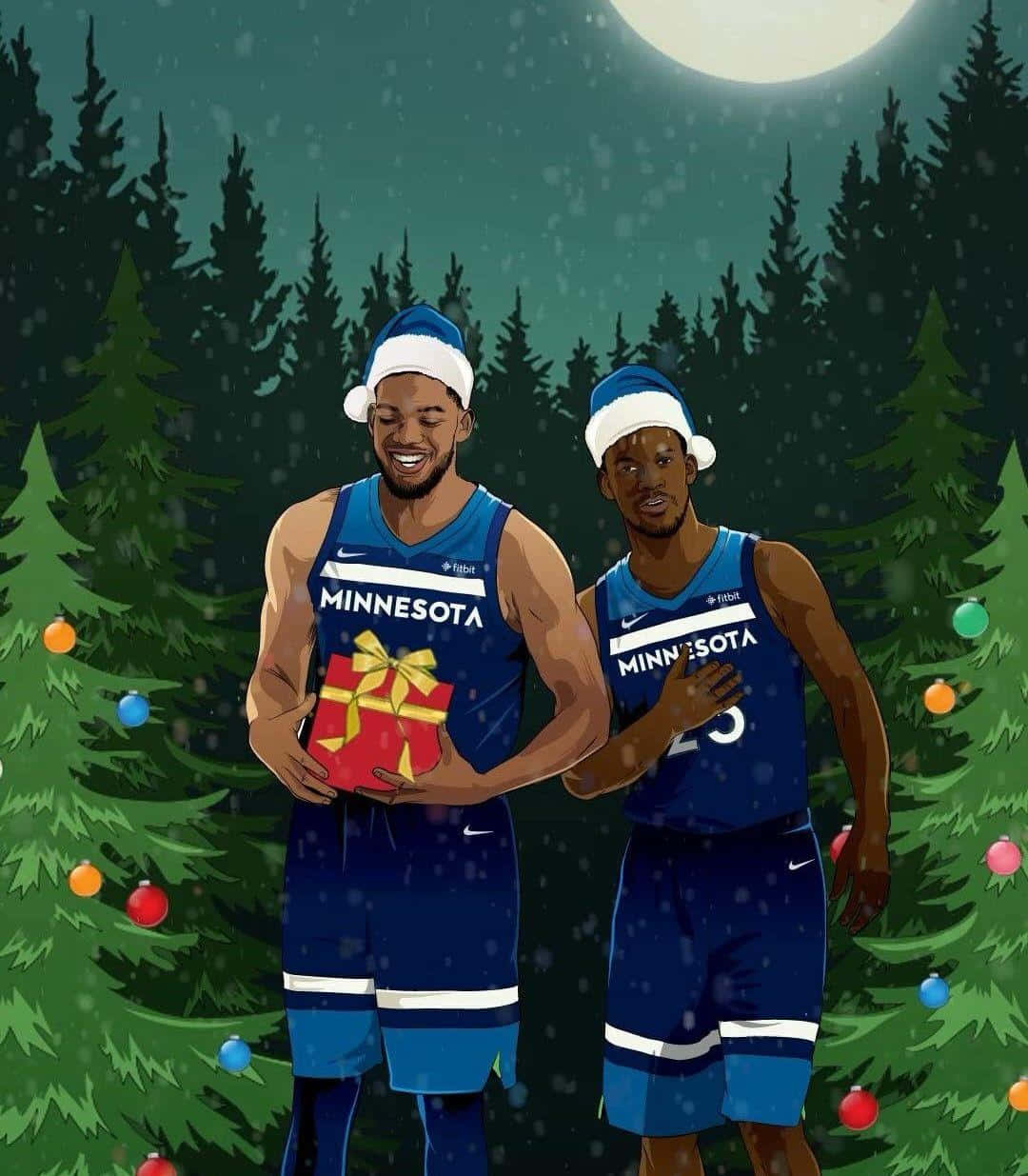 Minnesota Timberwolves - Santa Claus - Nba Christmas Card Background