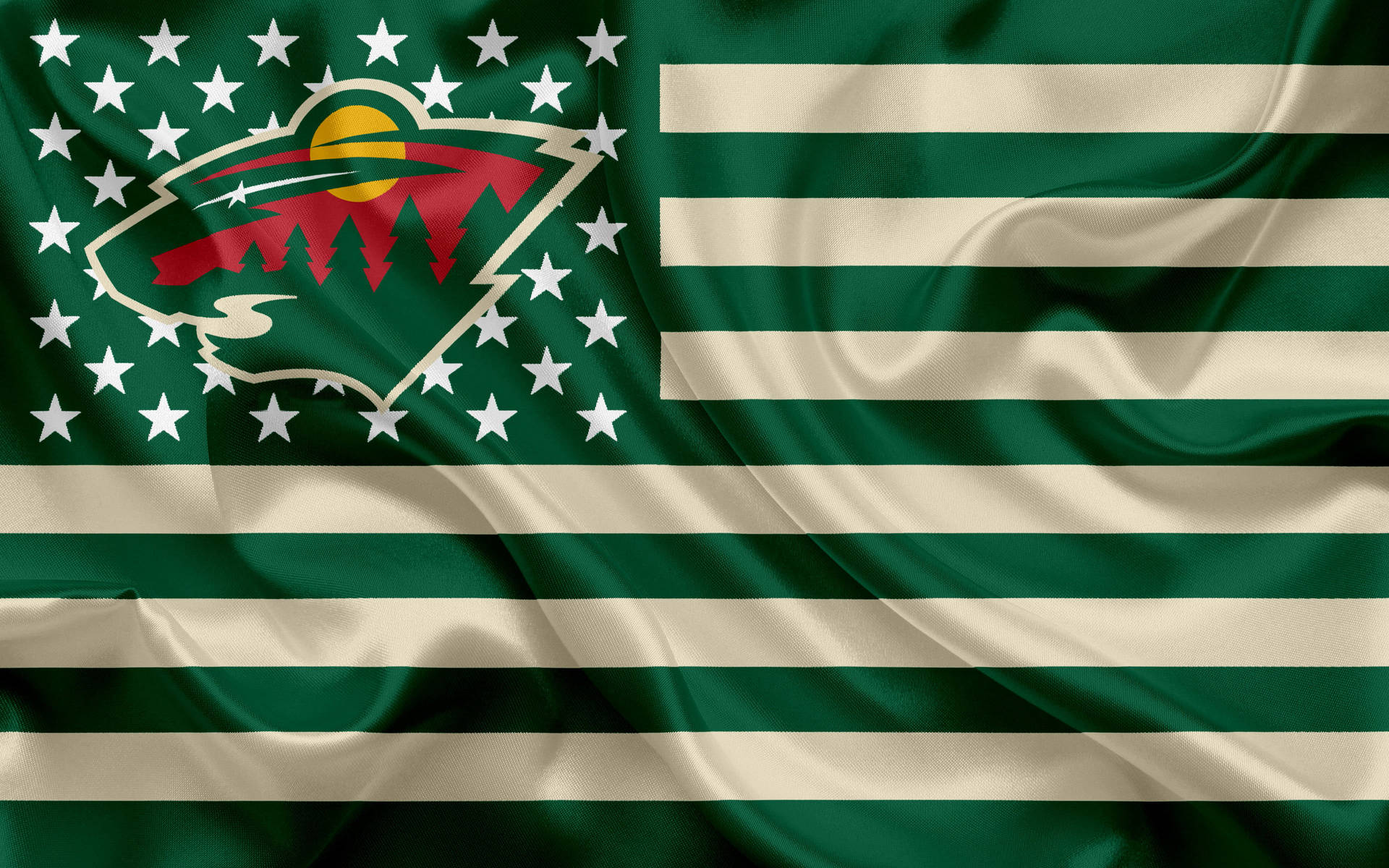 Minnesota Wild Beige Green Flag Background