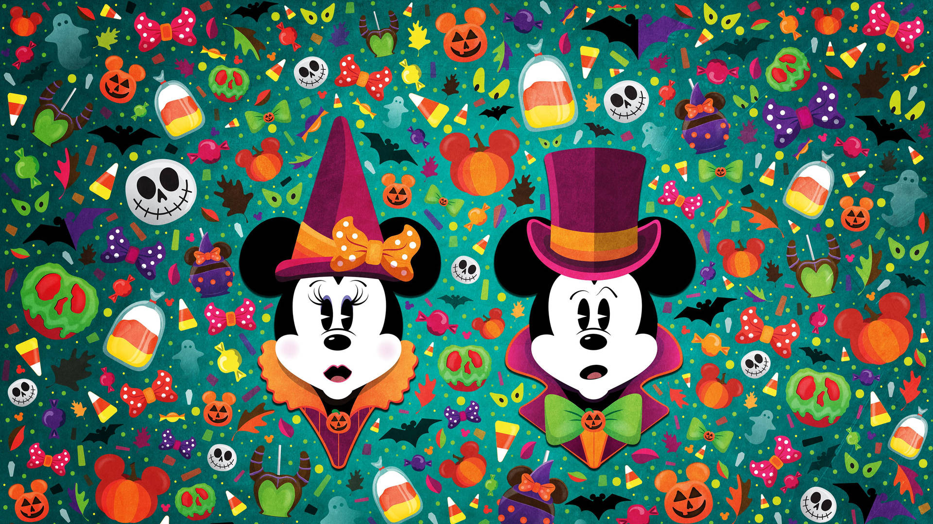 Minnie And Mickey Cute Halloween Desktop Background