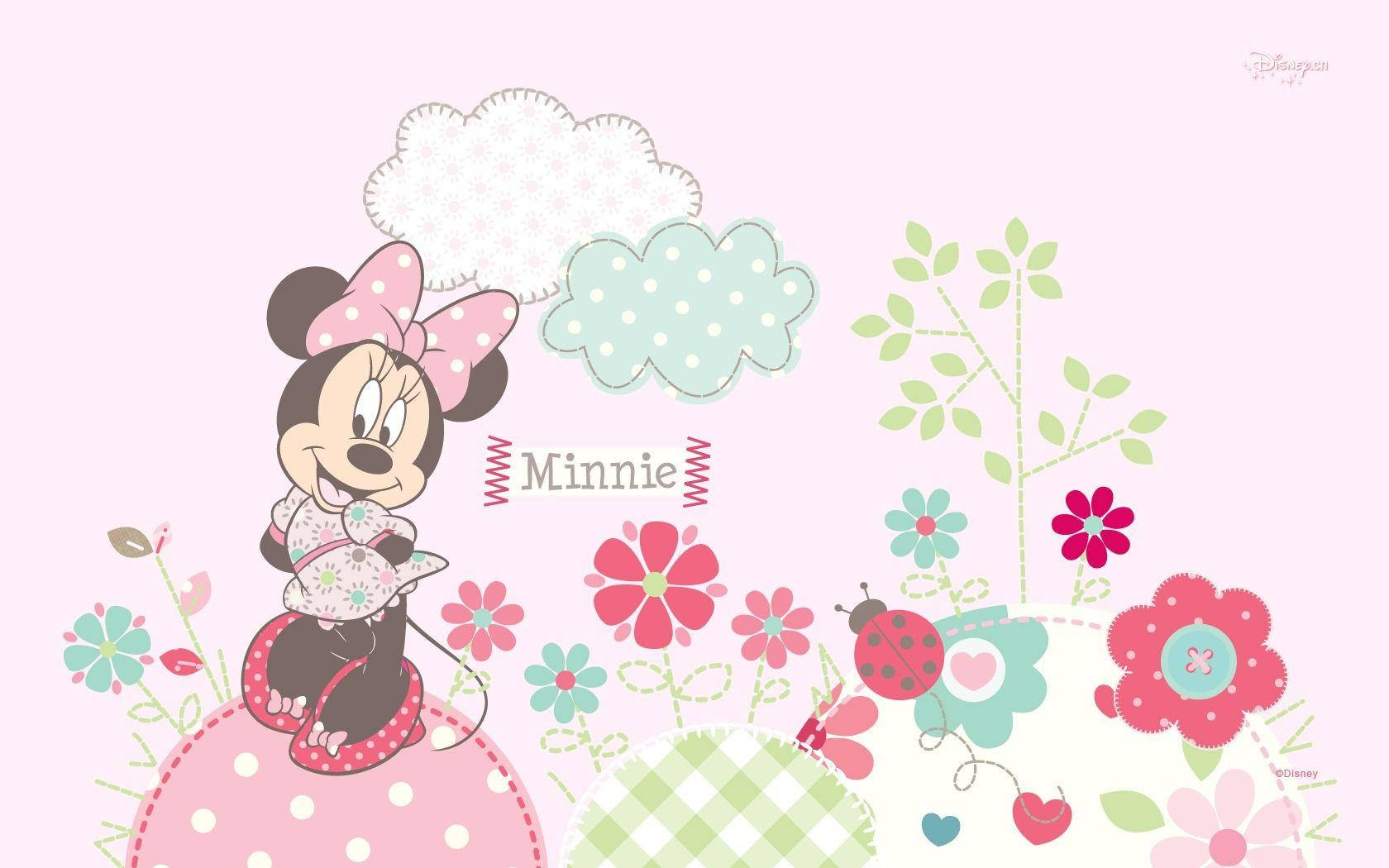 Minnie Mouse And Flower Aesthetic Background