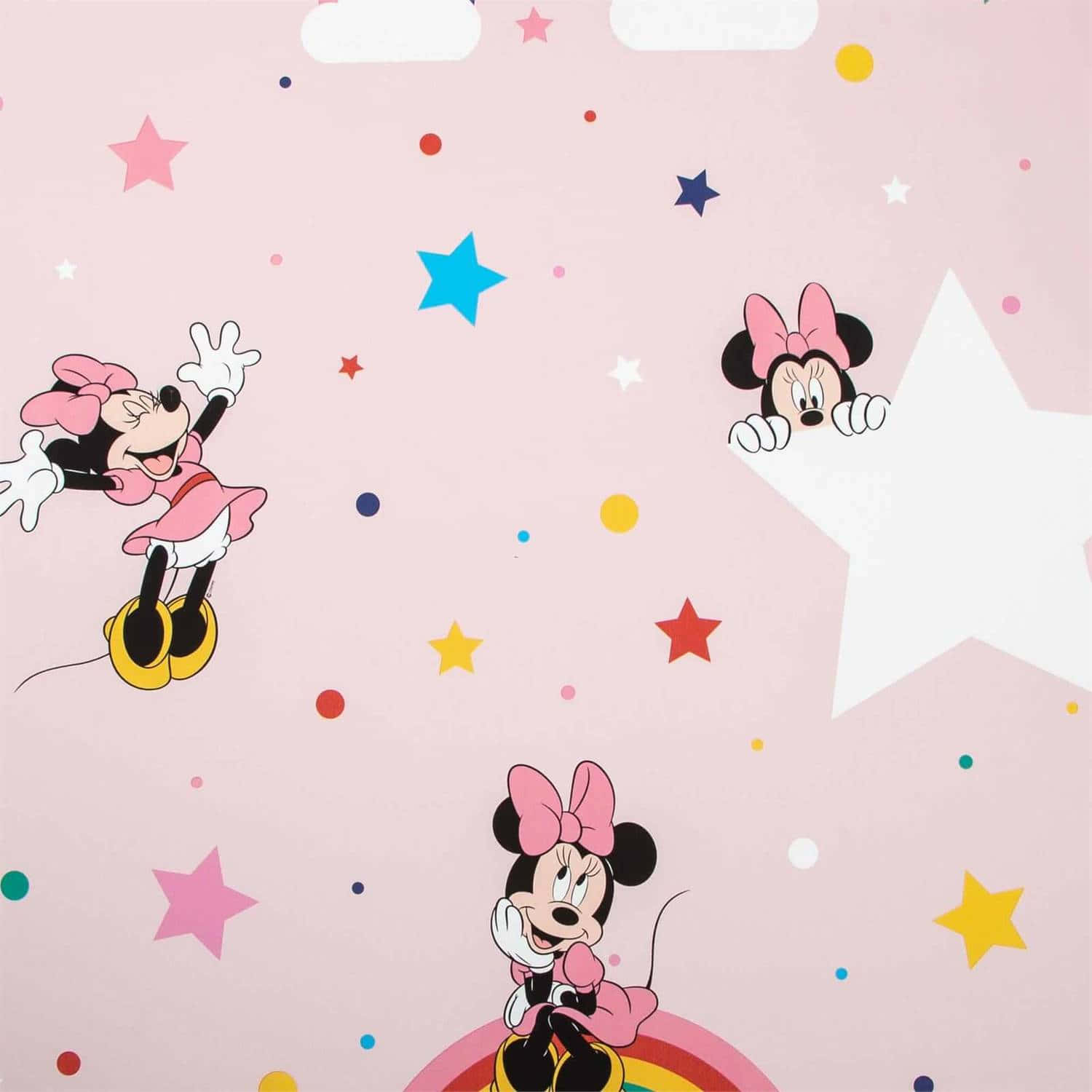 Minnie Mouse And Her Friends Are On A Pink Background