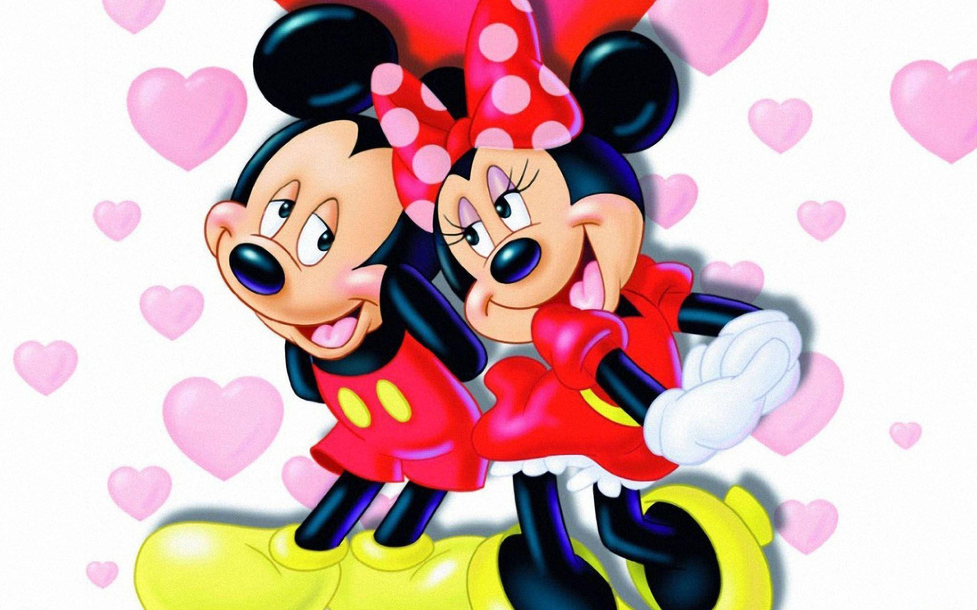 Minnie Mouse Couple In Love Background