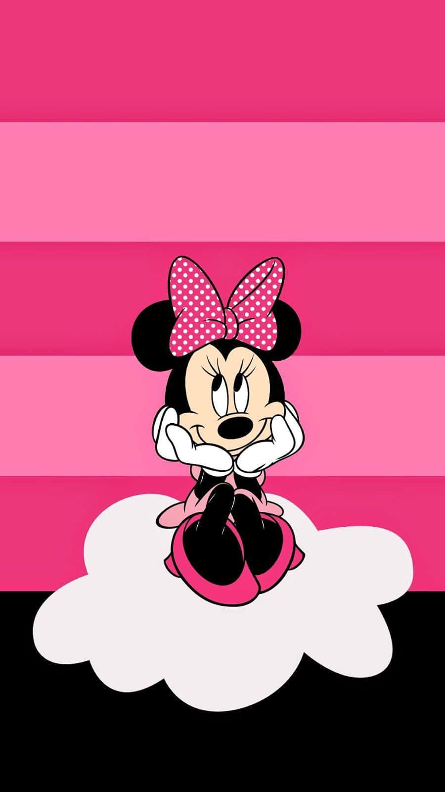 Minnie Mouse Iconic Look In Pink Background