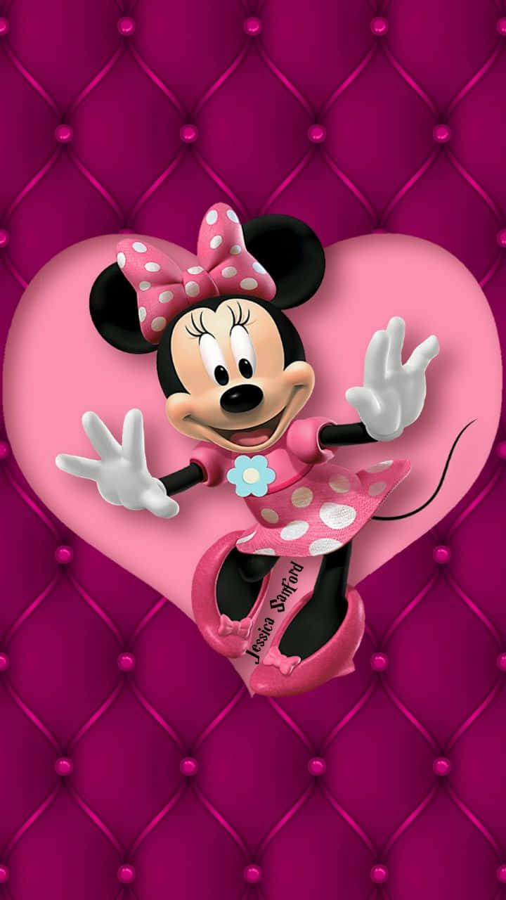 Minnie Mouse In Her Classic Pink Outfit. Background