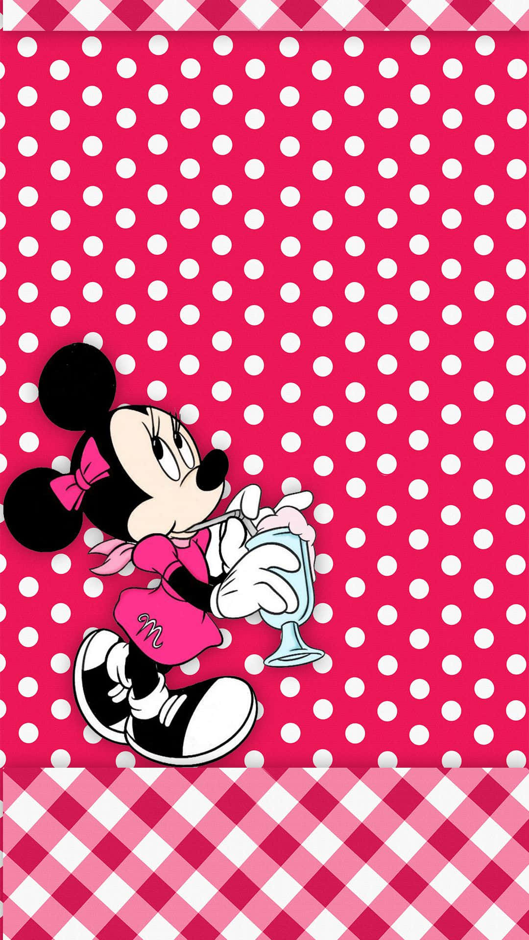 Minnie Mouse In Her Signature Pink Outfit Background