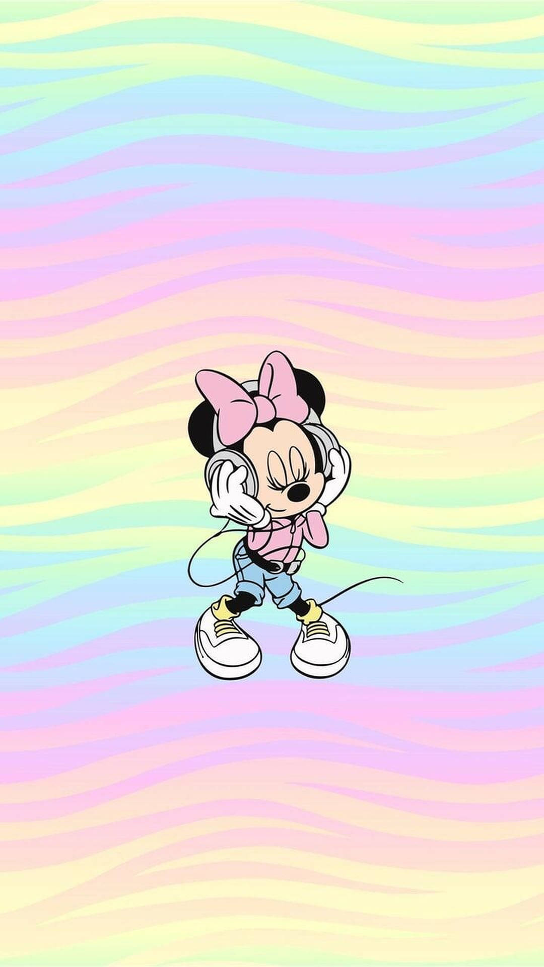 Minnie Mouse In Pastel Rainbow Background