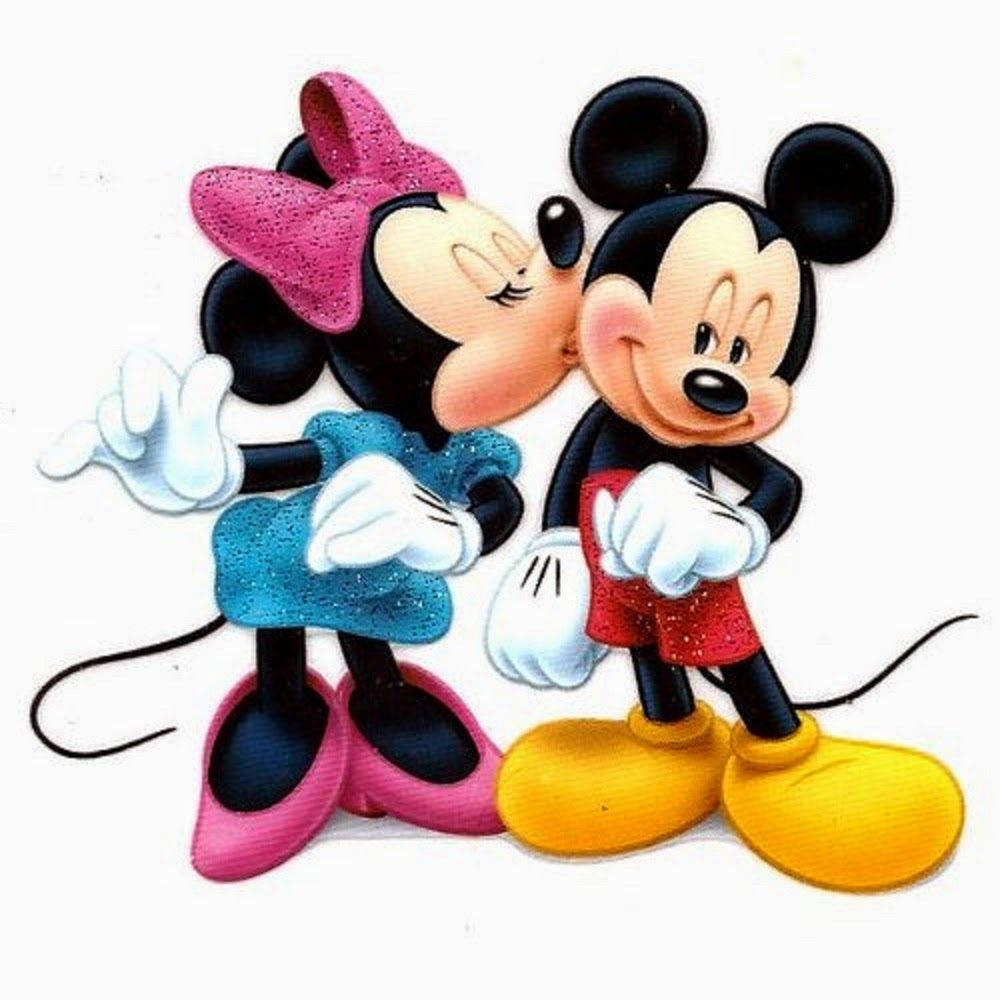 Minnie Mouse Kissing Mickey's Cheek Background
