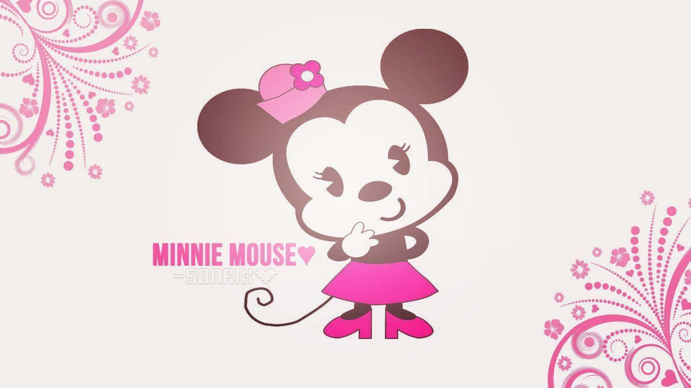 Minnie Mouse Looking Beautiful In Her Signature Pink Dress. Background