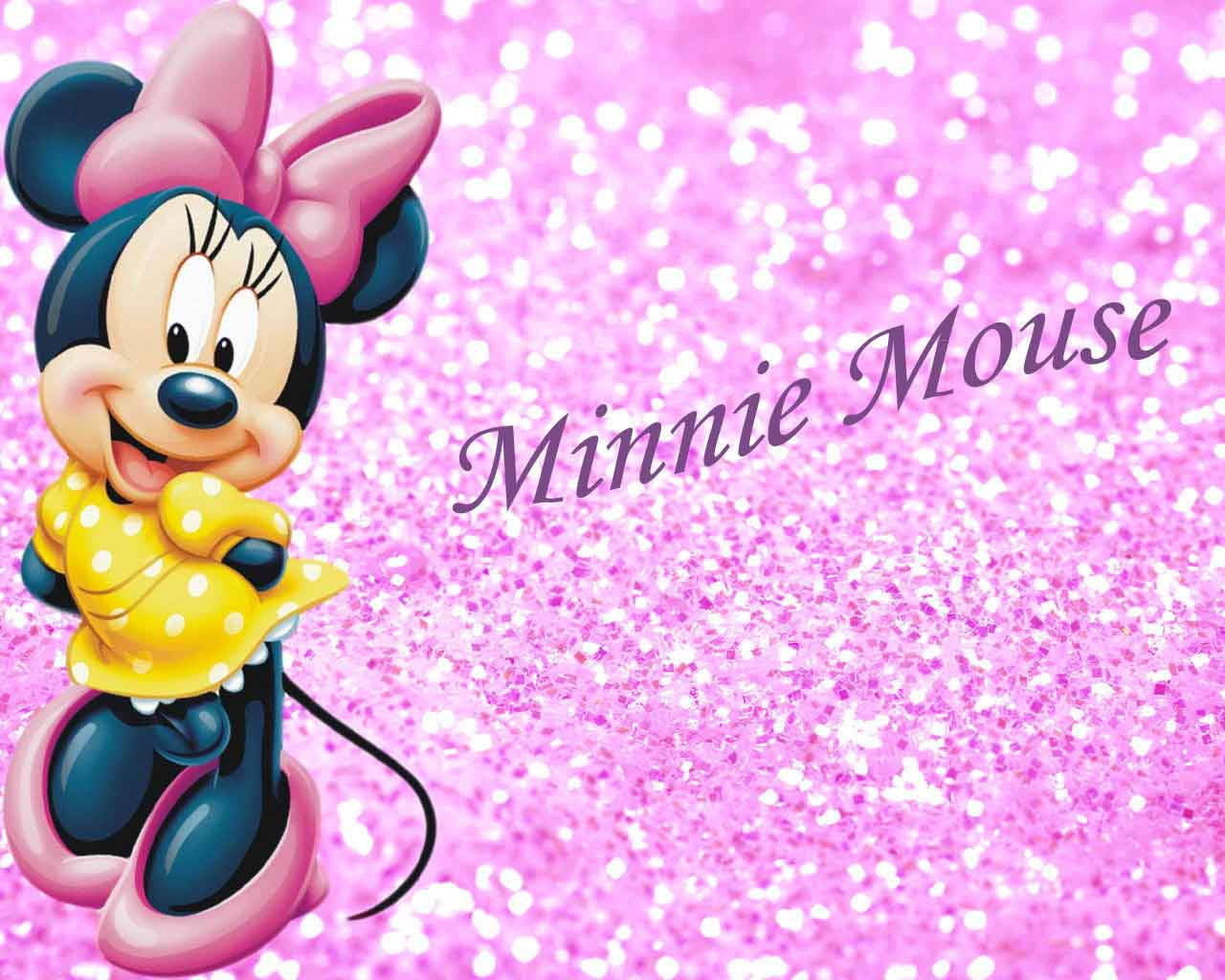 Minnie Mouse On Glitter Background