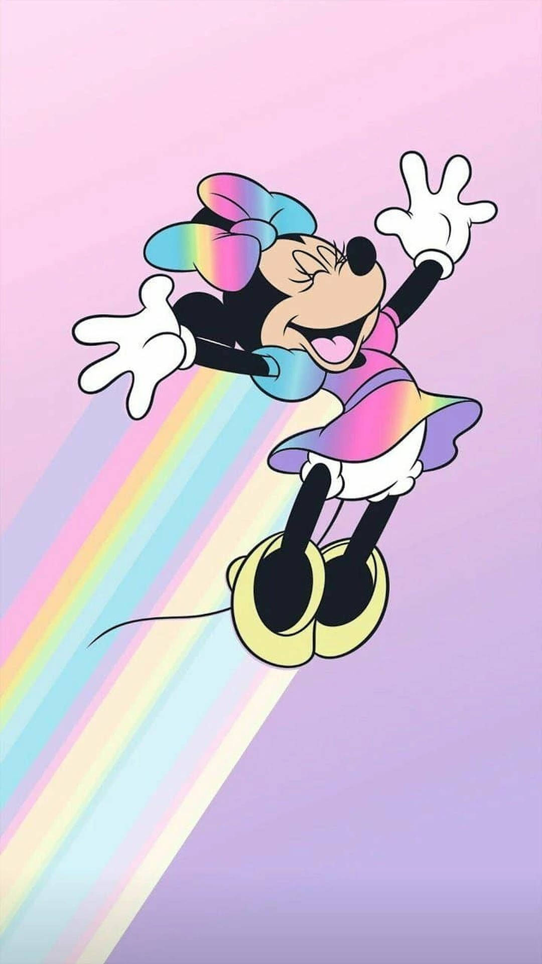 Minnie Mouse Pastel Rainbow Cartoon Art Background