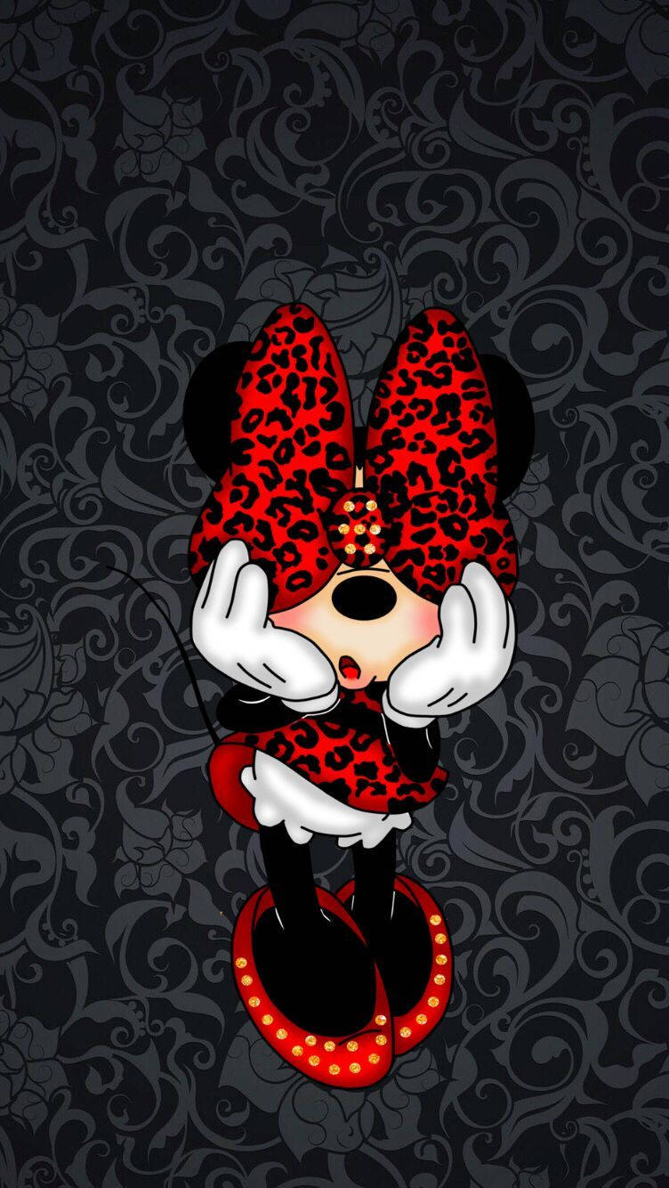 Minnie Mouse Red Leopard Design Background
