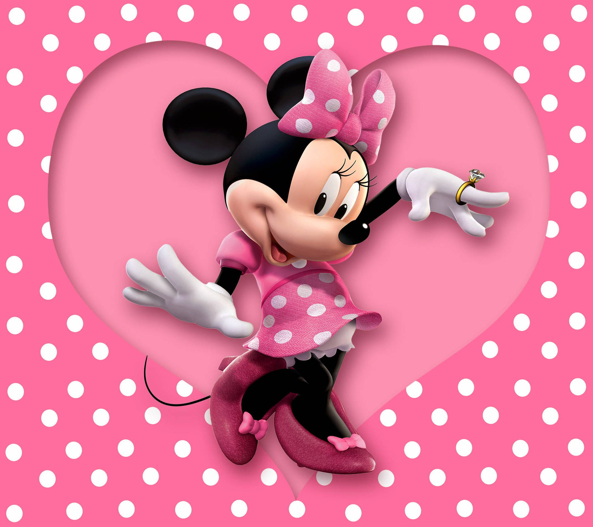 Minnie Mouse Wearing Diamond Ring Background