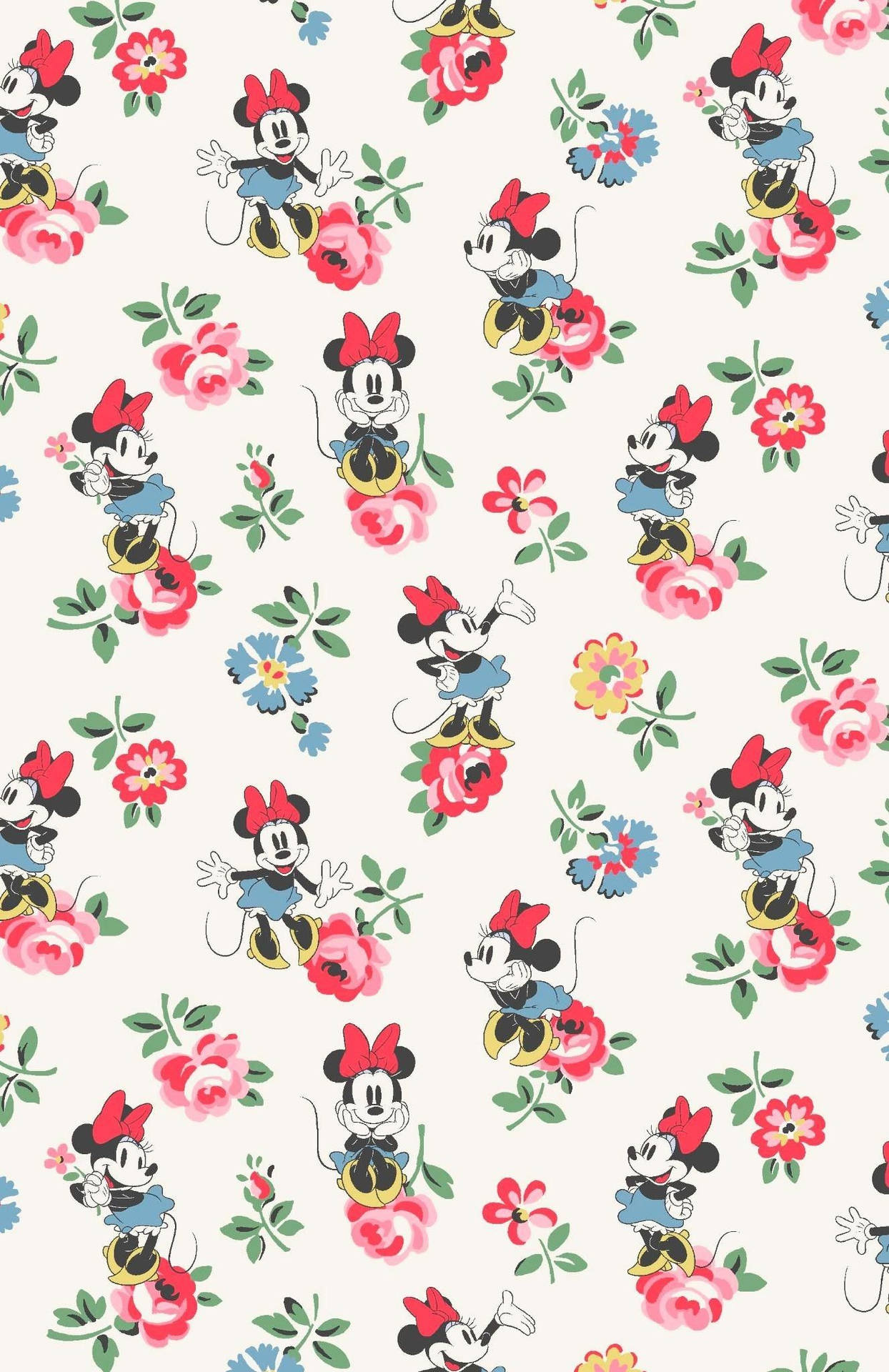 Minnie Mouse With Floral Pattern Background