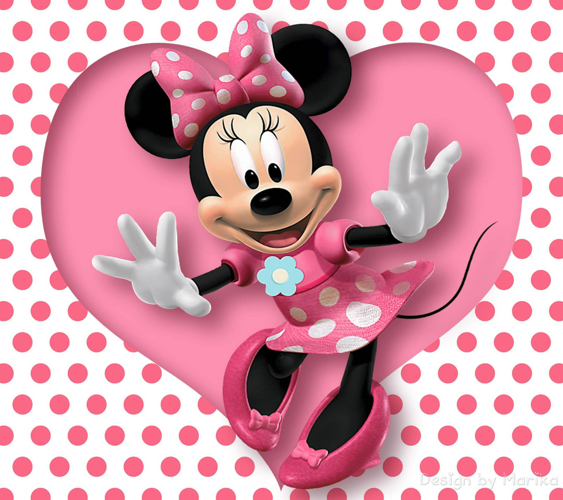 Minnie Mouse With Hands Spread Background