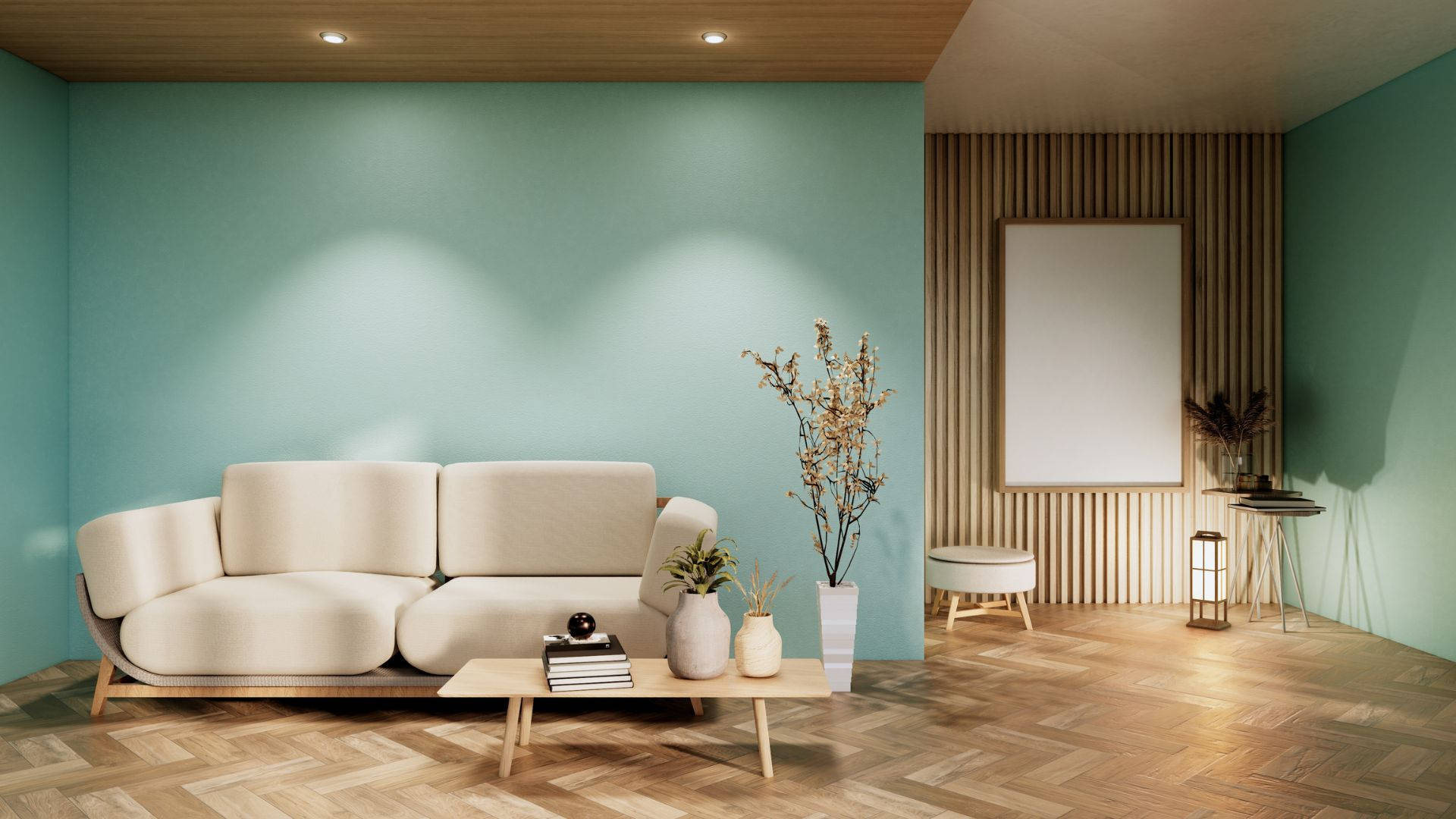 Mint-colored Living Room Furniture Background