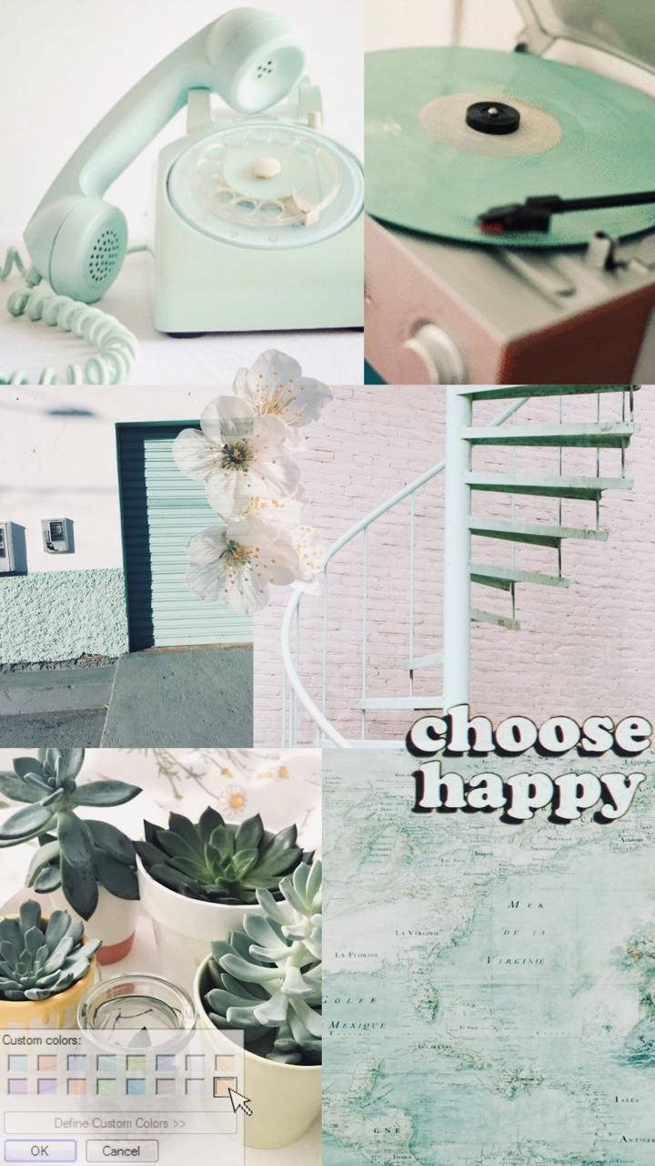 Mint Green Aesthetic Happy Background
