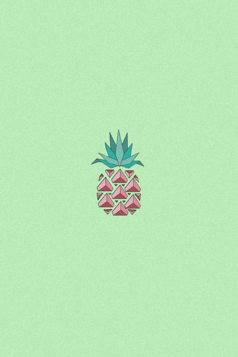Mint Green Aesthetic Pink Pineapple Background