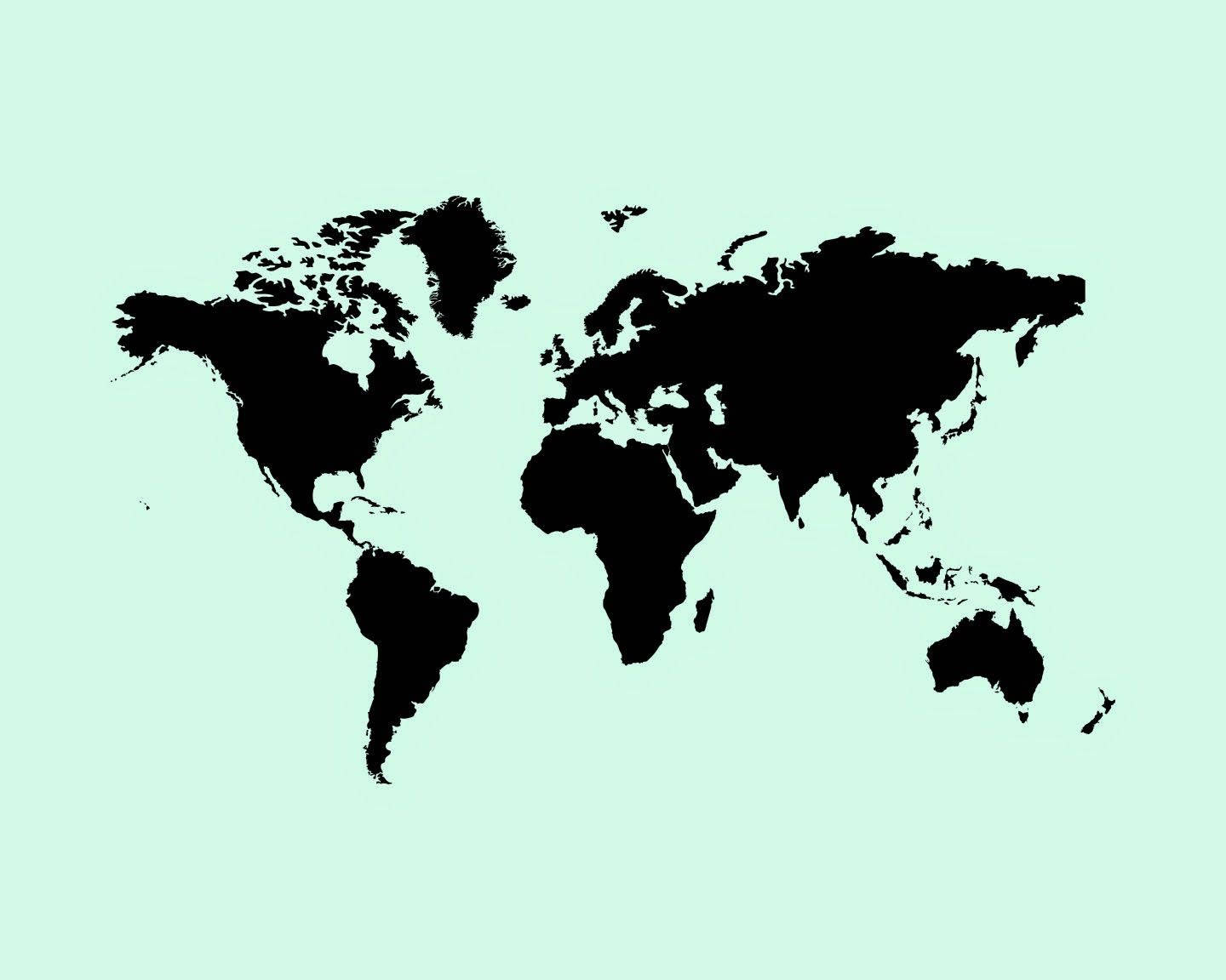 Mint Green Aesthetic World Map Background