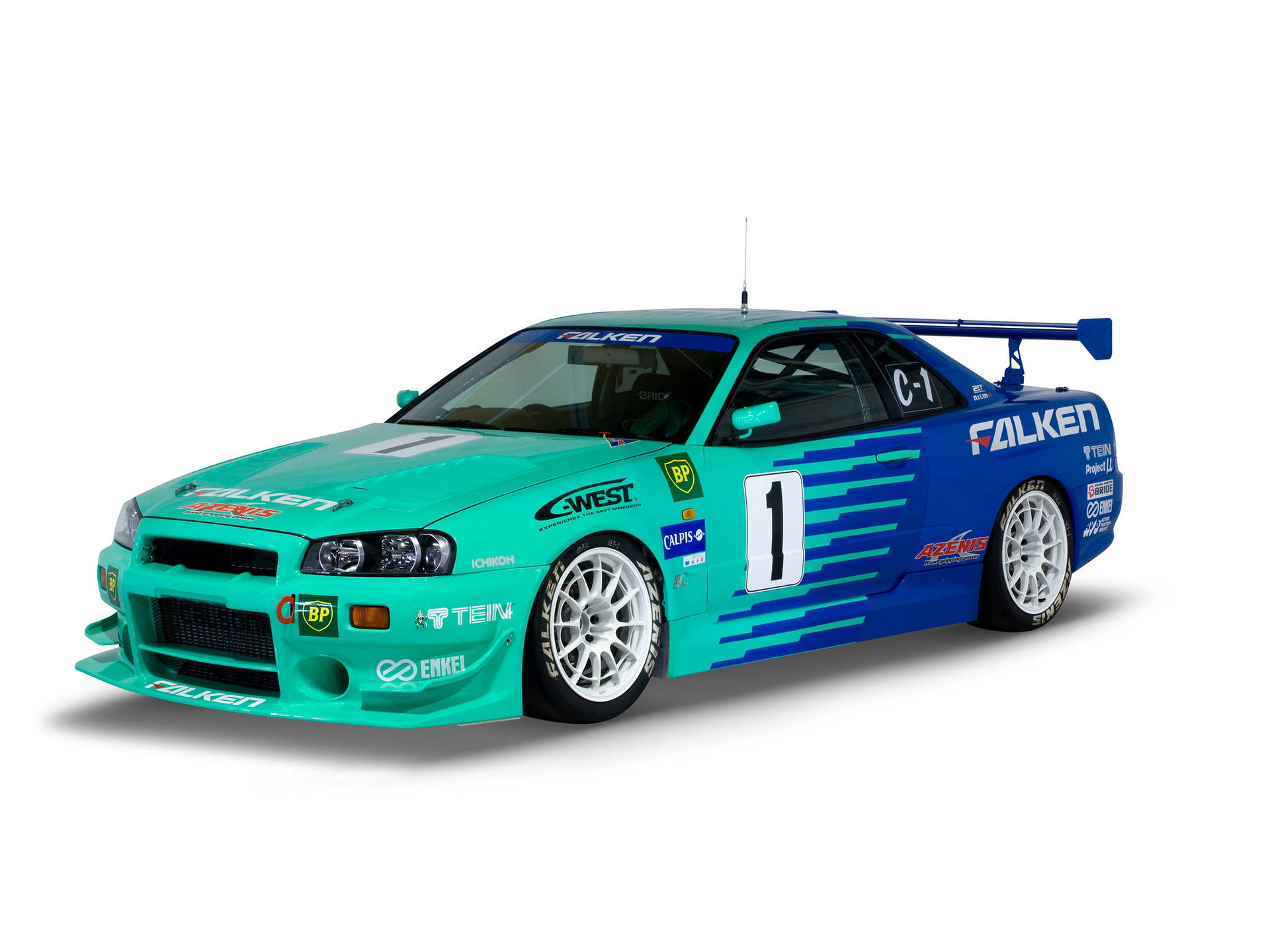Mint Green And Blue Skyline Car Background