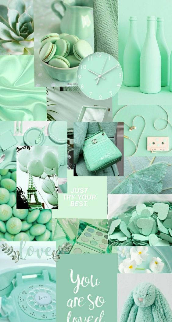 Mint Green Iphone Collage Background