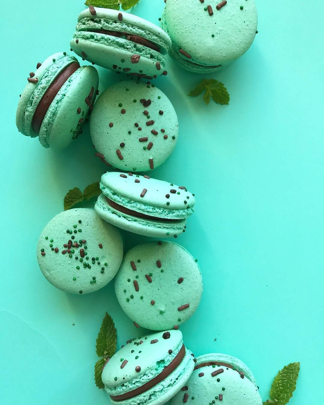 Mint Green Macaroons Background