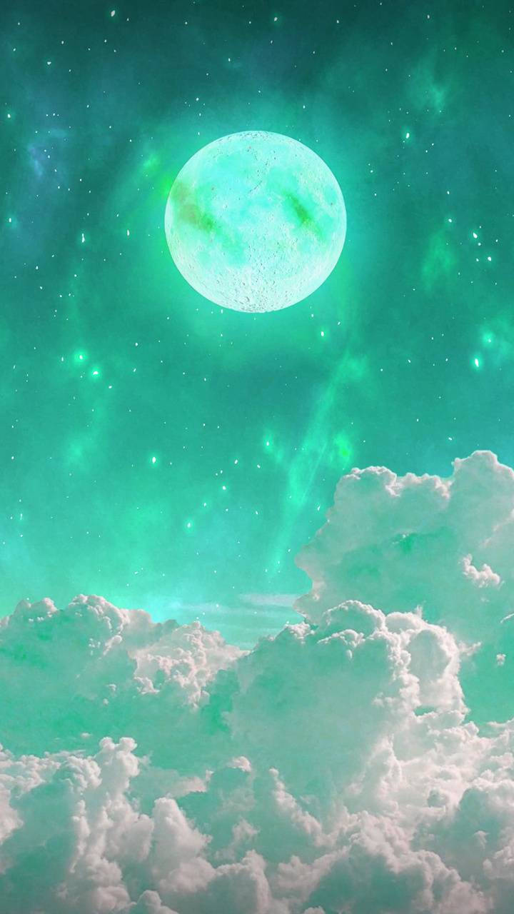 Mint Green Moon Background