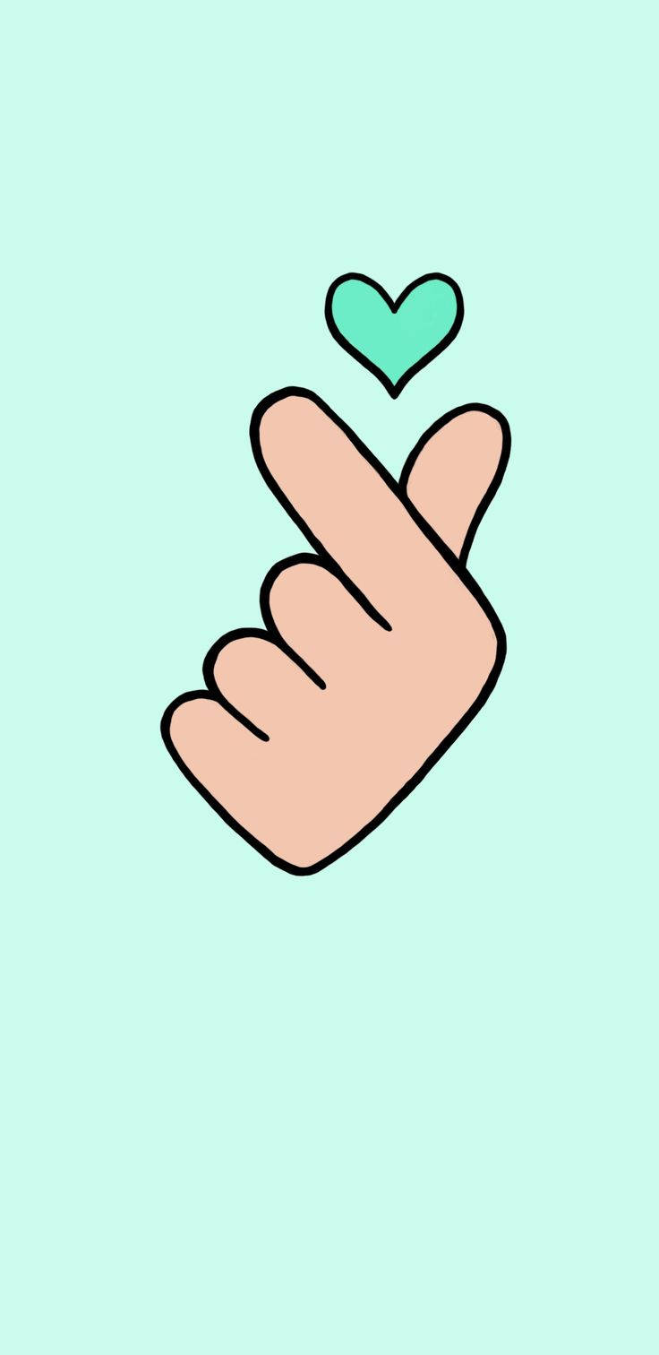 Mint Green Saranghae Heart Background