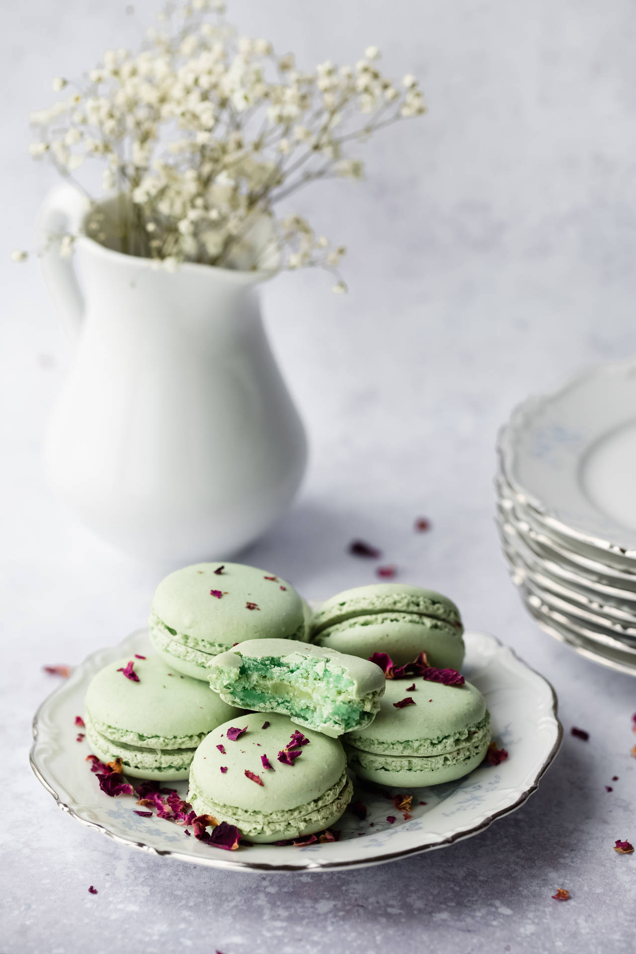Mint Macaron Pastry Background