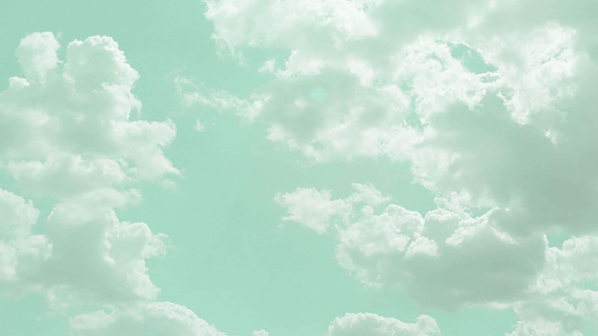 Mint Sky Clouds Aesthetic Background