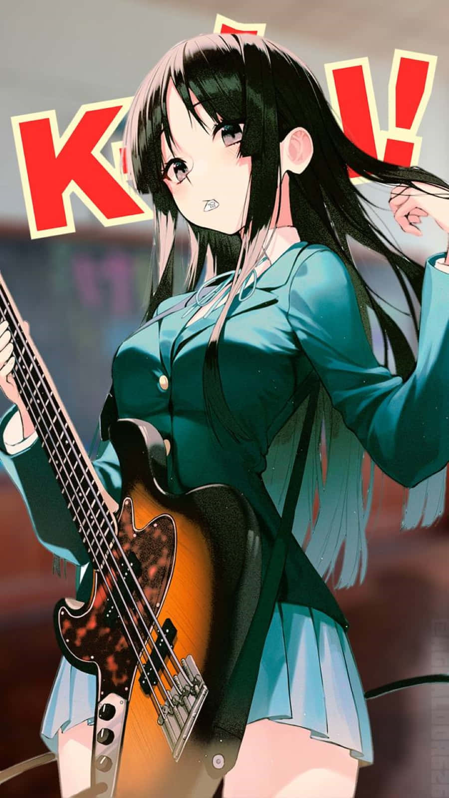 Mio Akiyama Playing Bass Guitar Background