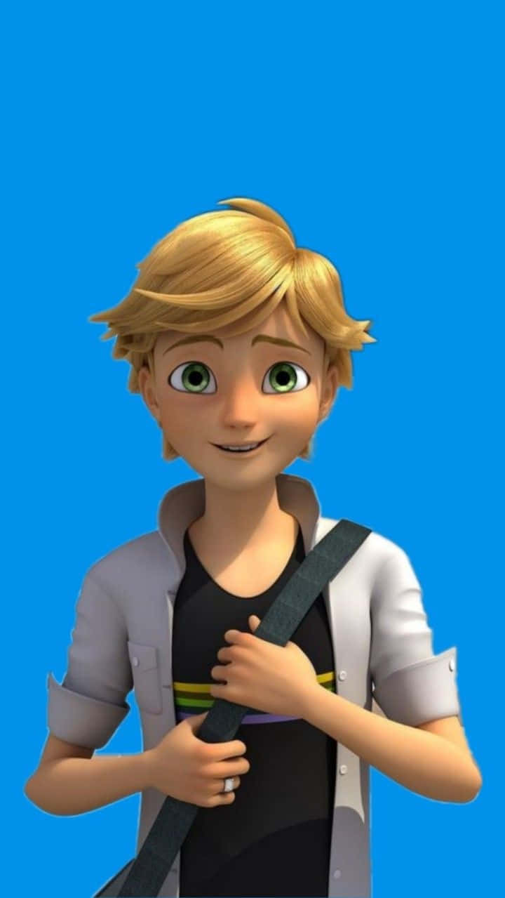 Miraculous Ladybug Adrien In Blue Background