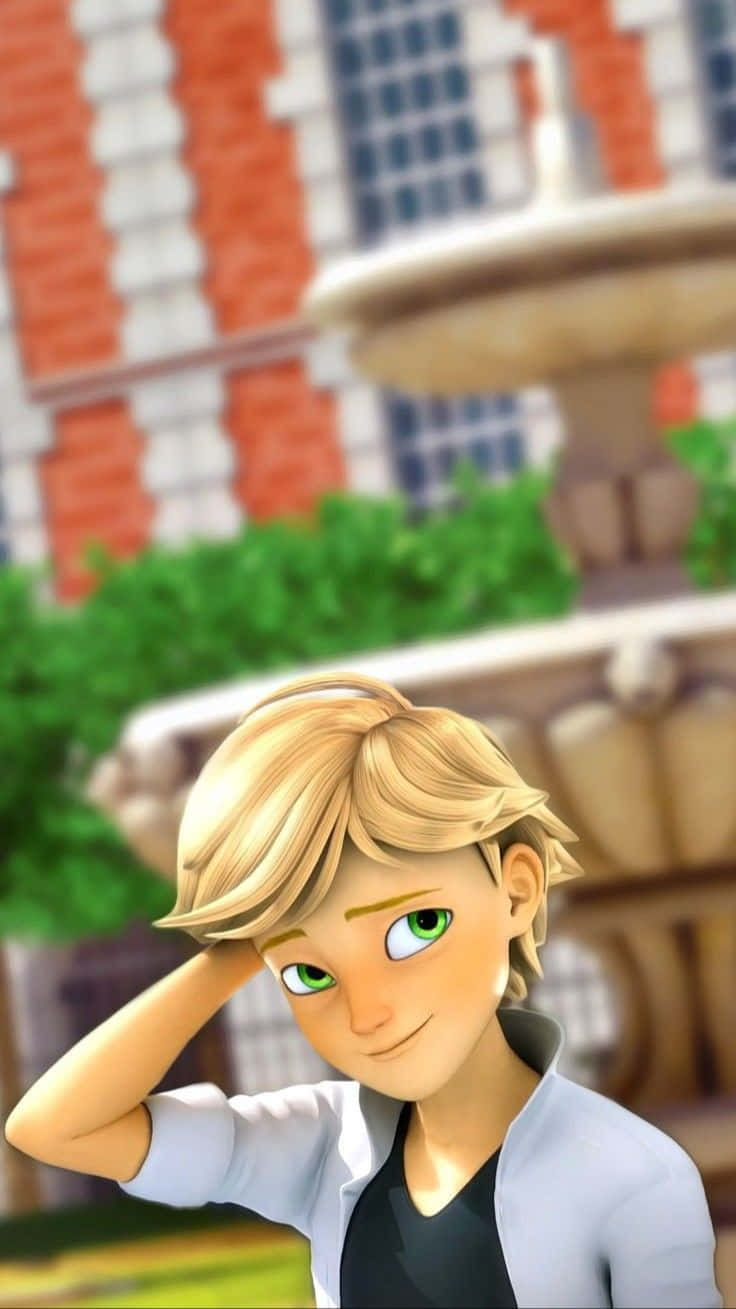 Miraculous Ladybug Adrien Scratching Head Background