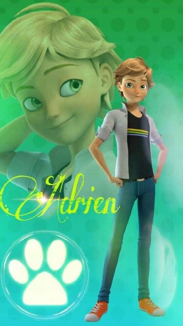 Miraculous Ladybug Adrien With Paw Print Background