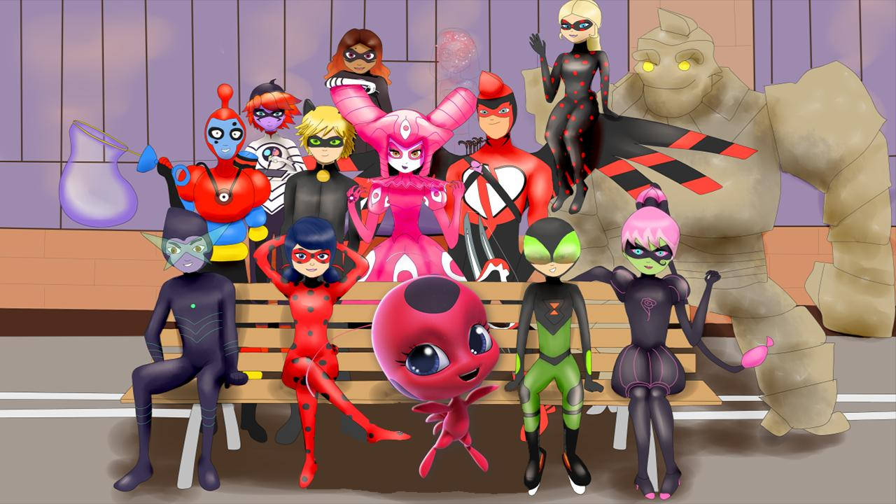 Miraculous Ladybug And Cat Noir Characters Background