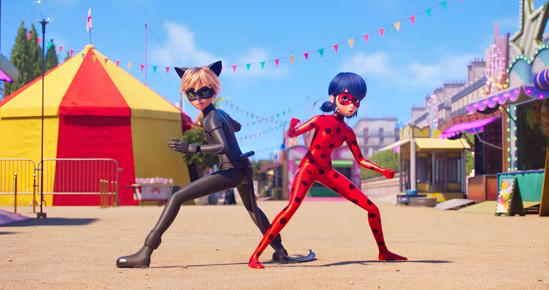 Miraculous Ladybugand Cat Noir Readyfor Action Background