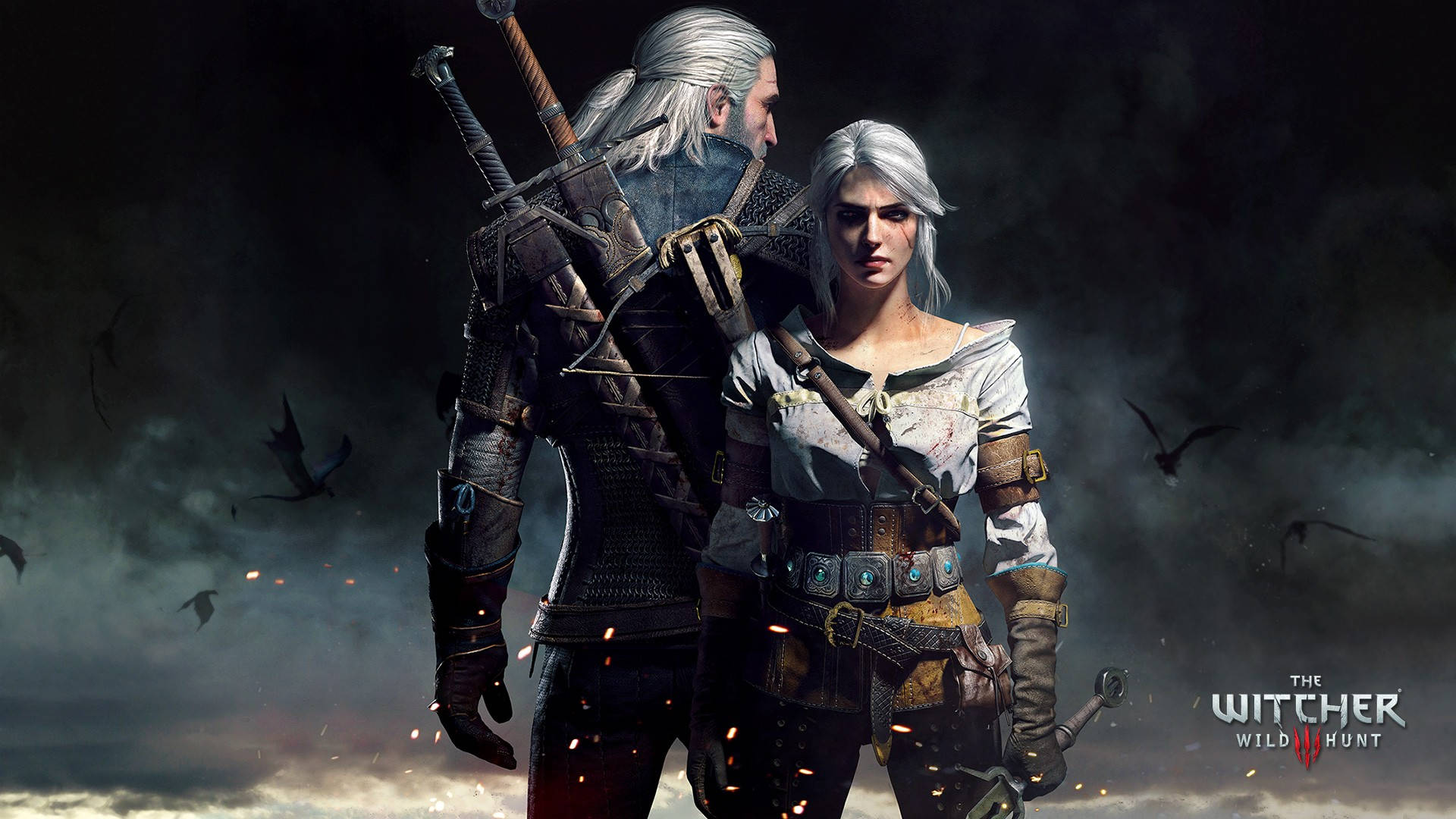 Mirrored Ciri Geralt The Witcher 3 Background