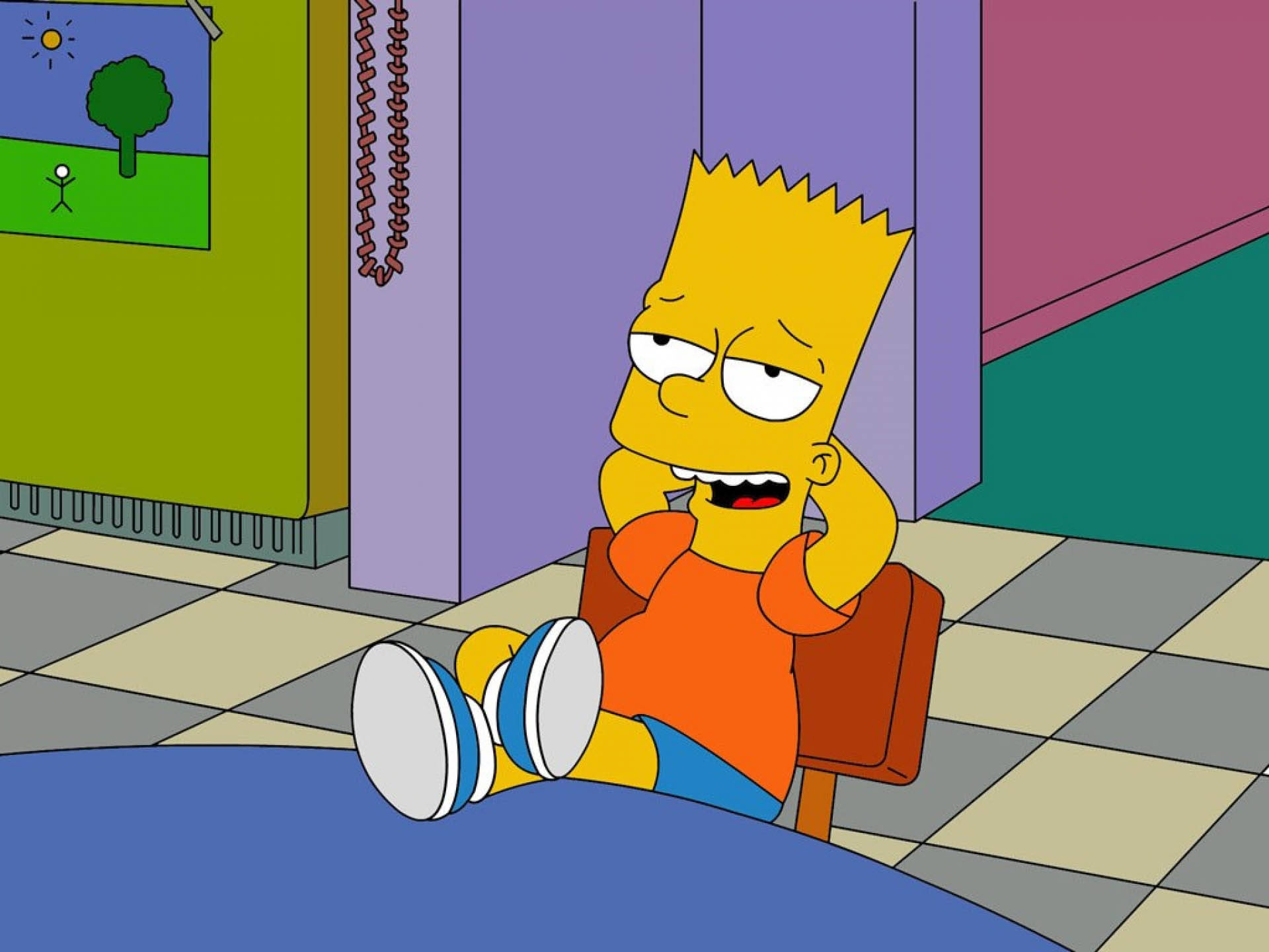 Mischievous Cartoon Bart Simpson Background