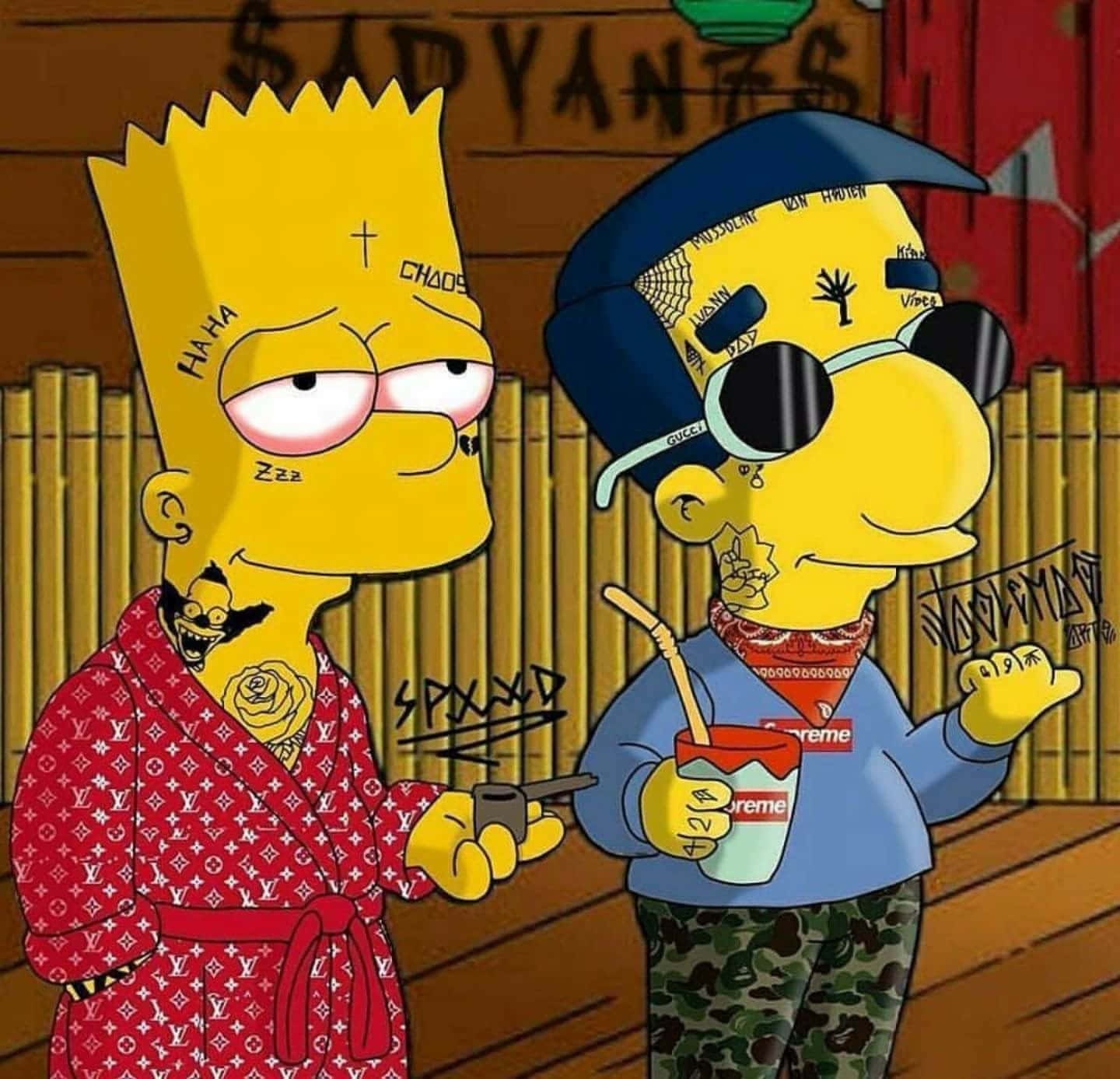 Mischievous Gangster Bart Simpson Background