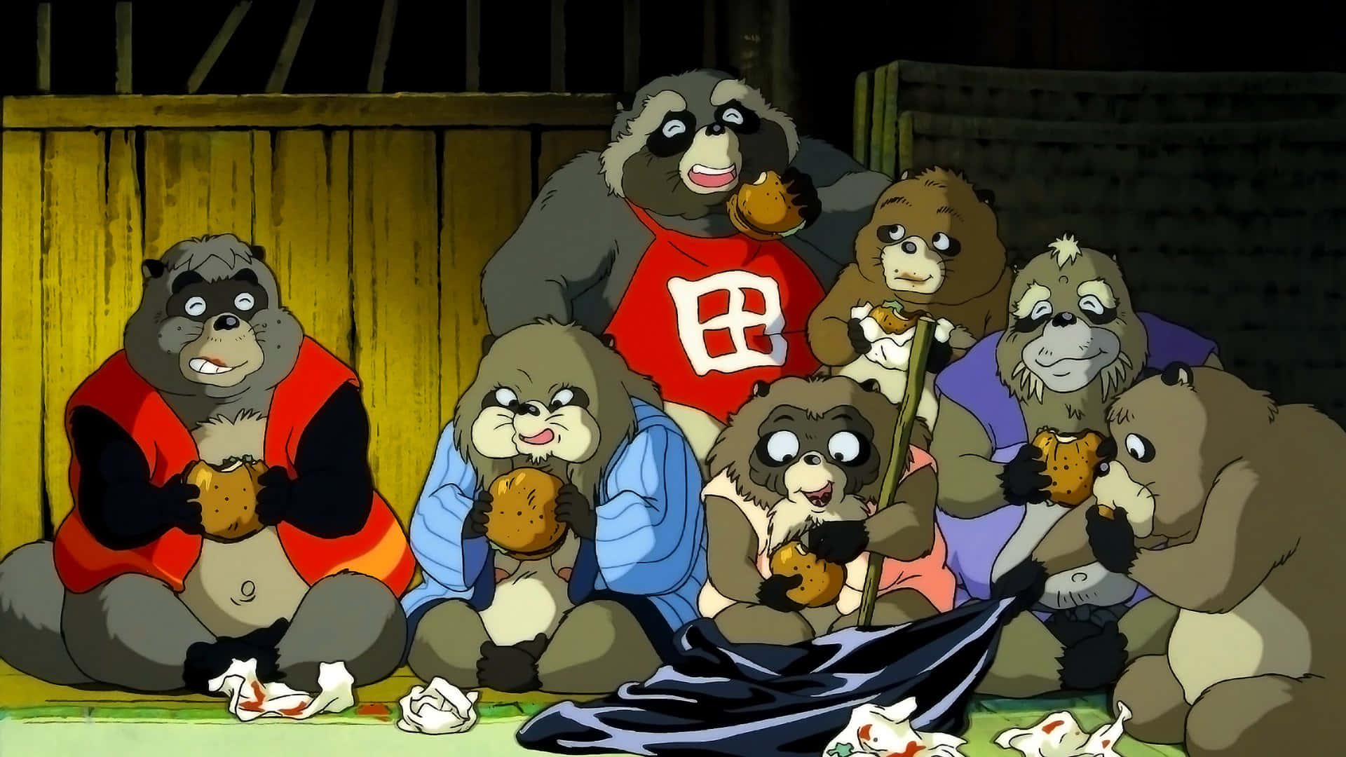 Mischievous Tanuki Crew From Pom Poko Background