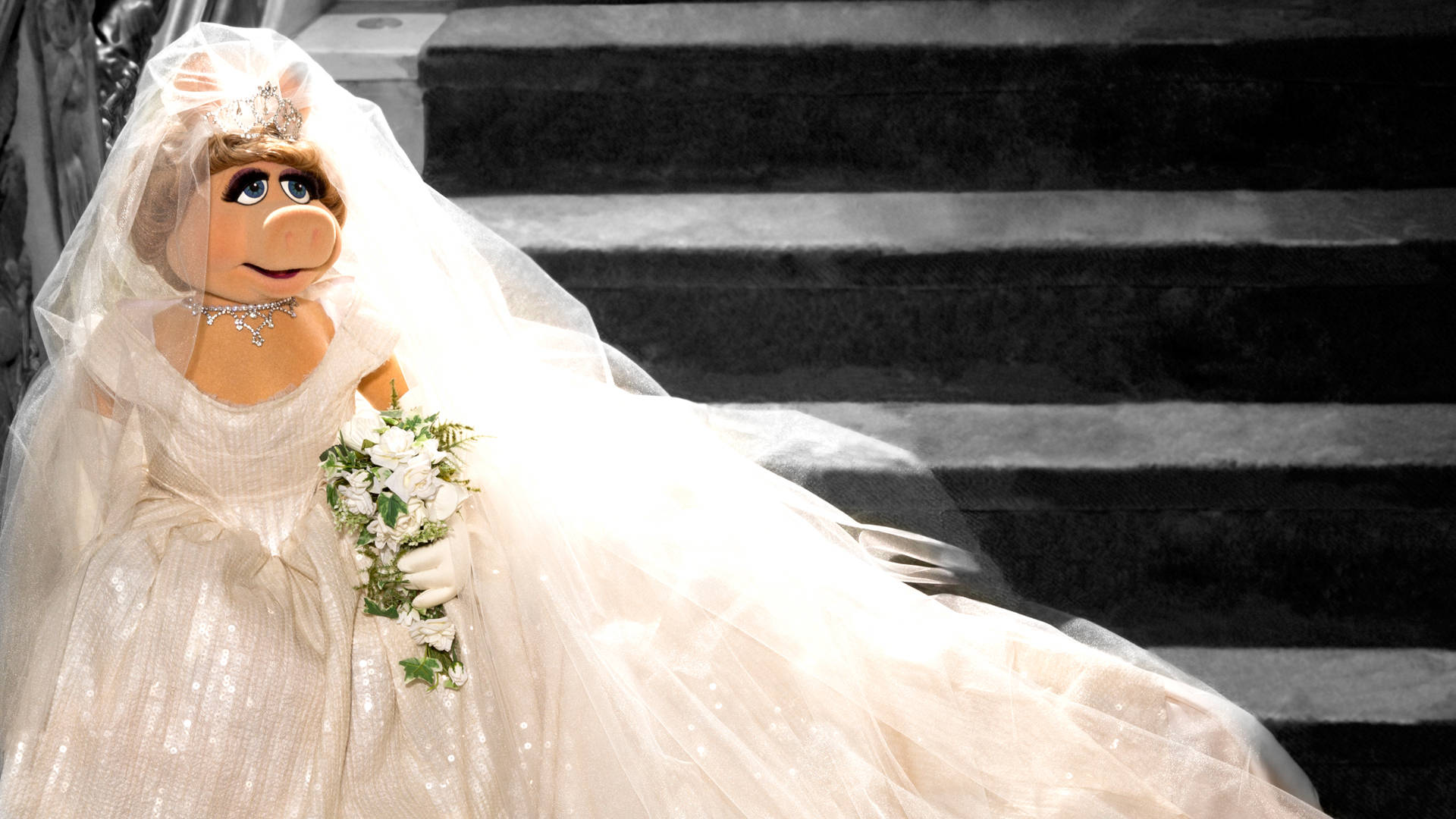 Miss Piggy In A Stunning Wedding Gown In Muppets Most Wanted Background