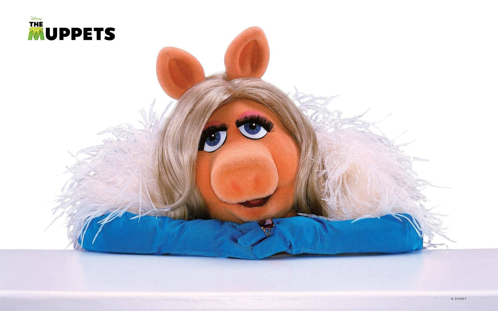 Miss Piggy In White Fur Dress Background