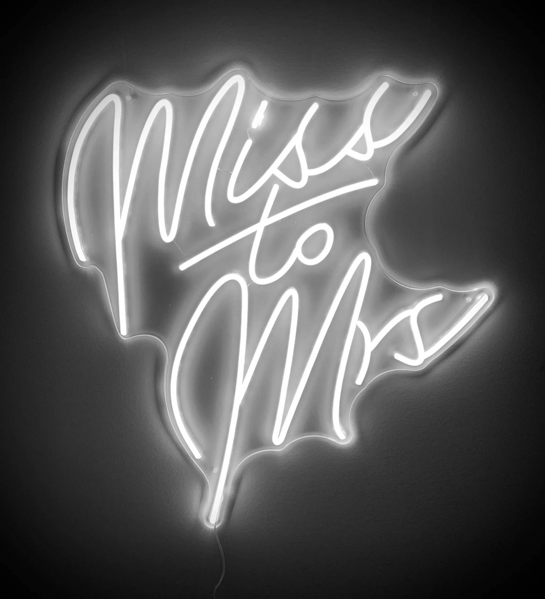 Miss To Mrs White Neon Aesthetic Background